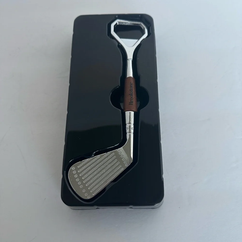 Brookstone Golf Club quality nickel plated bottle opener for Golf Enthusiasts